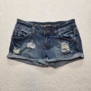 Bongo Y2K Low Rise Studded Denim Shorts Distressed Festival 3